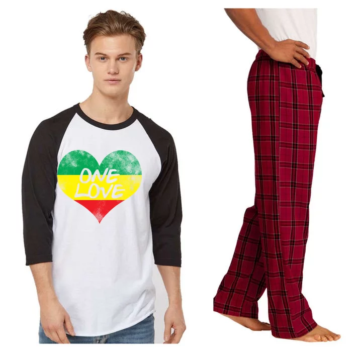 Rastafari One Love Vintage Jamaican Heart Raglan Sleeve Pajama Set