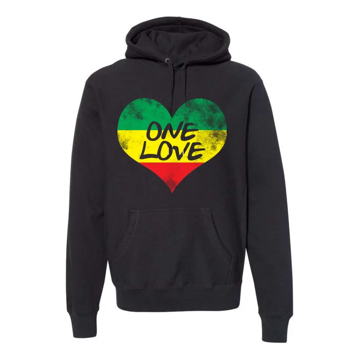 Rastafari One Love Vintage Jamaican Heart Premium Hoodie