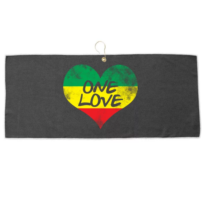 Rastafari One Love Vintage Jamaican Heart Large Microfiber Waffle Golf Towel