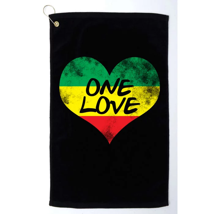 Rastafari One Love Vintage Jamaican Heart Platinum Collection Golf Towel