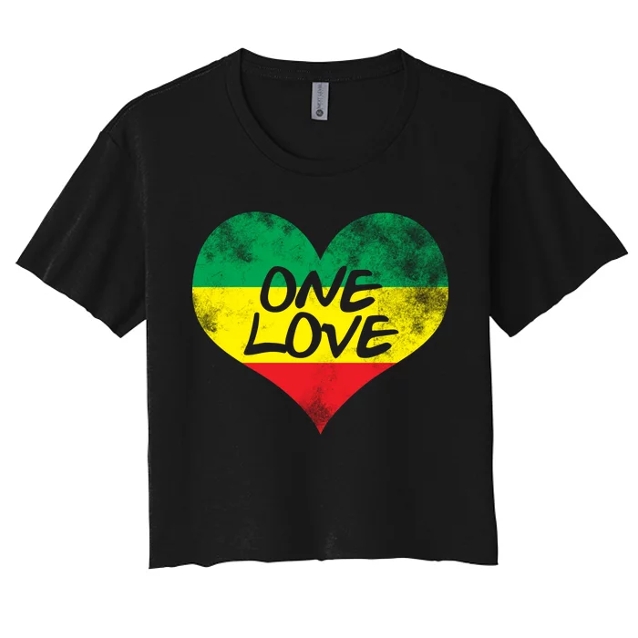 Rastafari One Love Vintage Jamaican Heart Women's Crop Top Tee