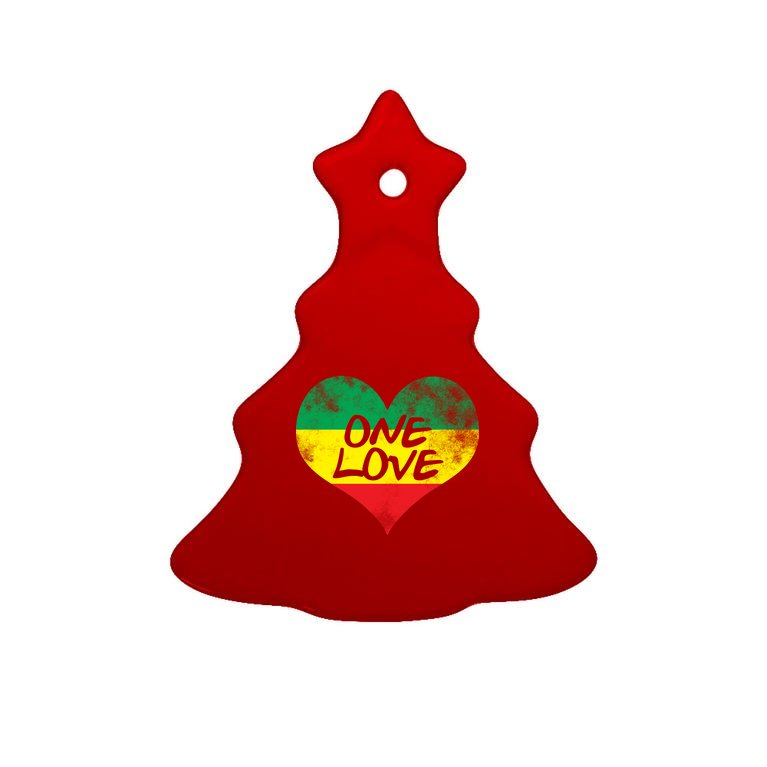 Rastafari One Love Vintage Jamaican Heart Tree Ornament