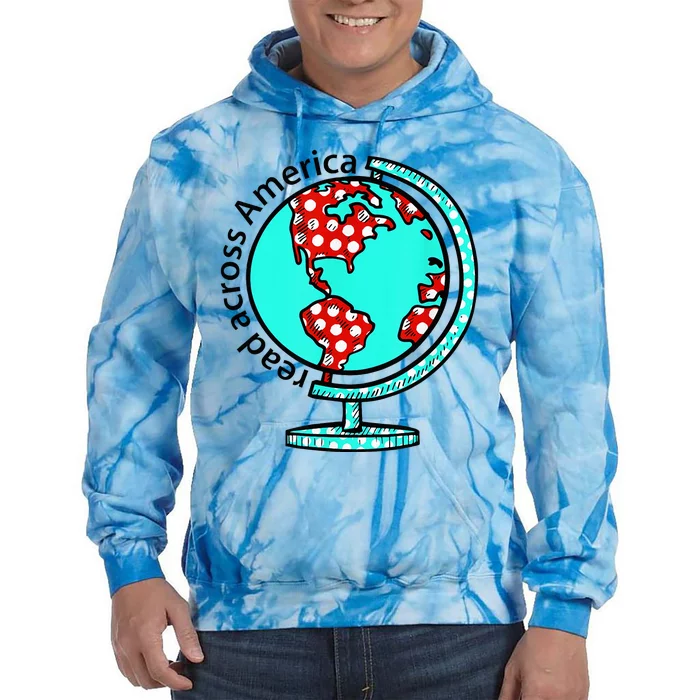 Reads Across That America Reading Lover Teacher Reader Tie Dye Hoodie