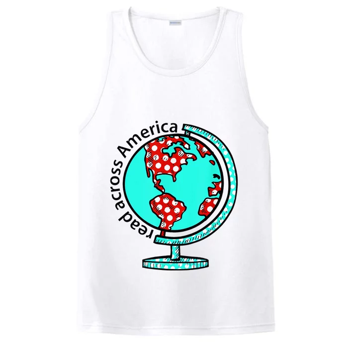 Reads Across That America Reading Lover Teacher Reader Performance Tank