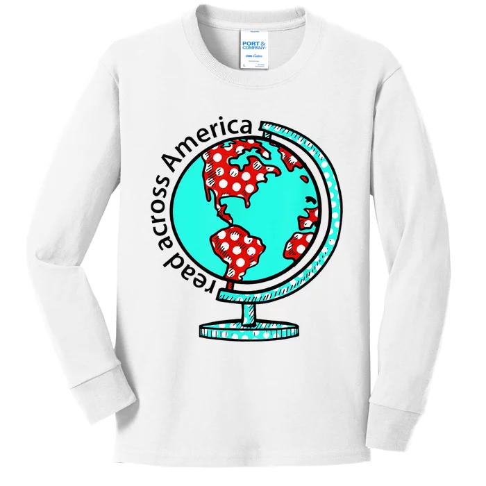 Reads Across That America Reading Lover Teacher Reader Kids Long Sleeve Shirt