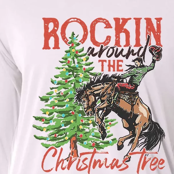 Rocking Around The Christmas Tree Christmas Cowboy Horse Cooling Performance Long Sleeve Crew