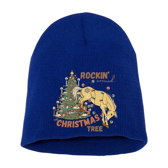 Rockin Around The Christmas Tree Christmas Bucking Horse Cool Gift Short Acrylic Beanie