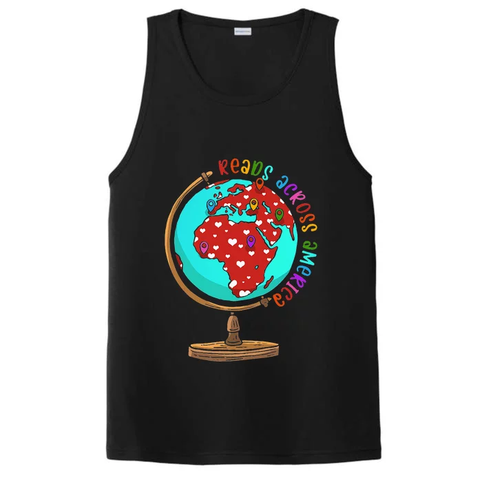 Reads Across That America Reading Lover Teacher Reader Performance Tank