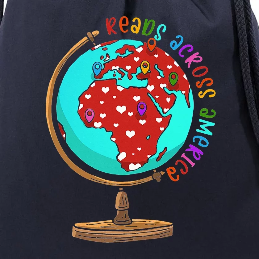 Reads Across That America Reading Lover Teacher Reader Drawstring Bag