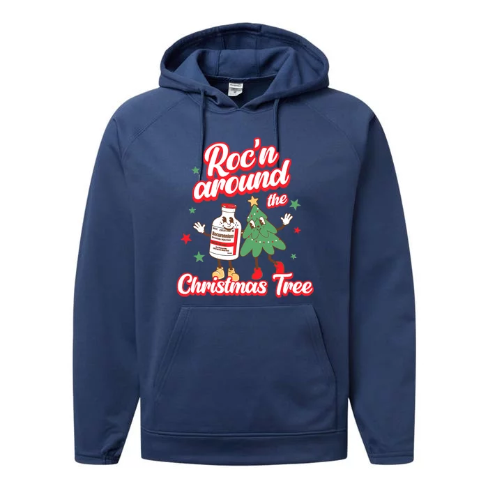 RocN Around The Christmas Tree Er Ed Rn Pacu Icu Nurse Xmas Funny Gift Performance Fleece Hoodie