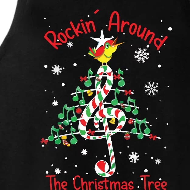 Rockin Around The Christmas Tree Music Note Music Teacher Ladies Tri-Blend Wicking Tank