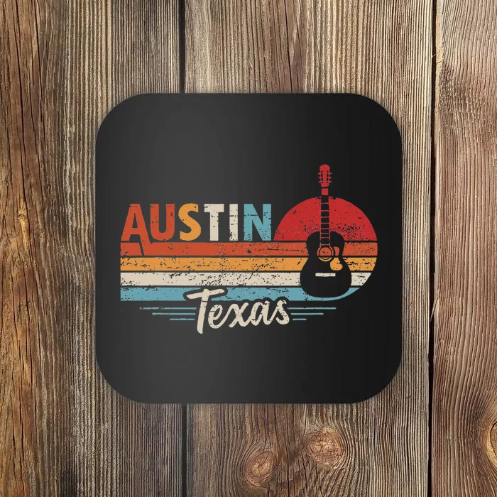 Retro Austin Texas Guitar Music Coaster