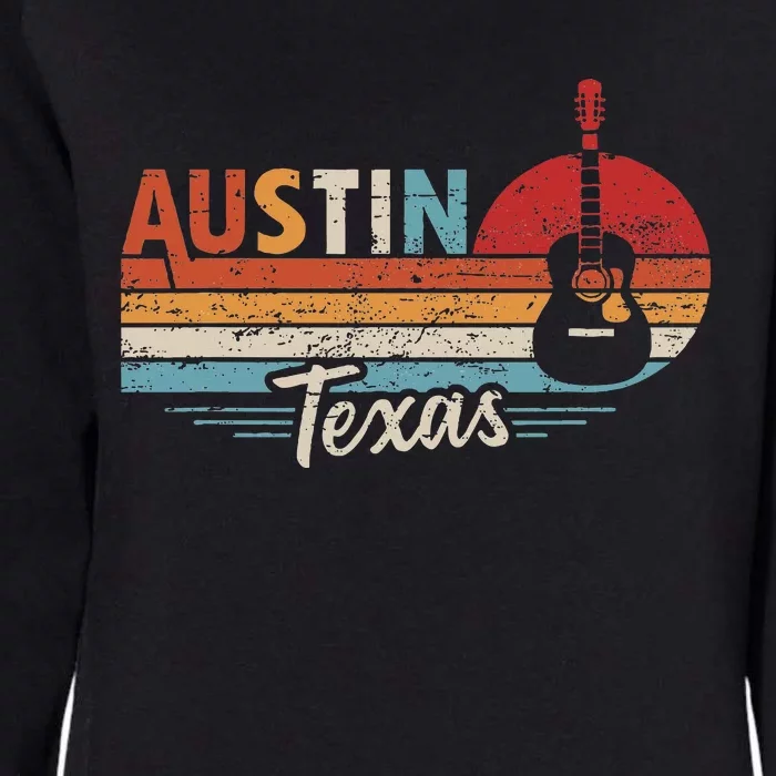 Retro Austin Texas Guitar Music Womens California Wash Sweatshirt