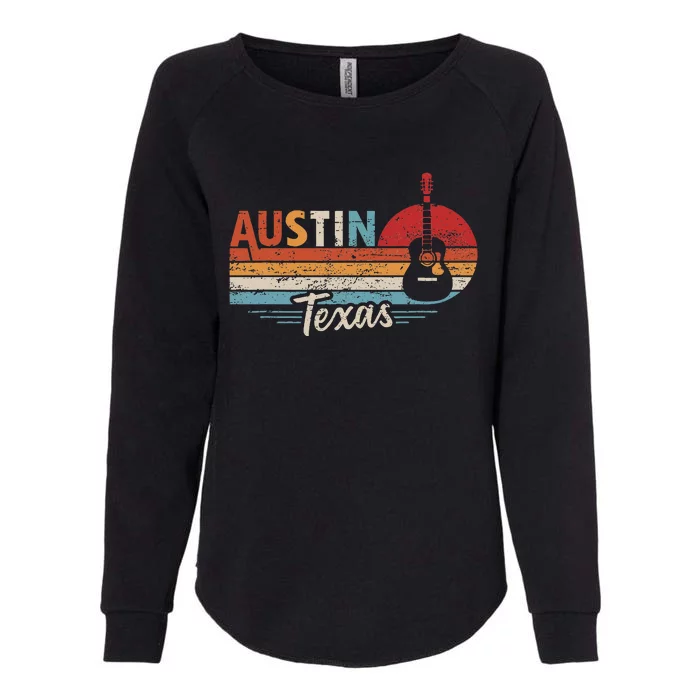 Retro Austin Texas Guitar Music Womens California Wash Sweatshirt