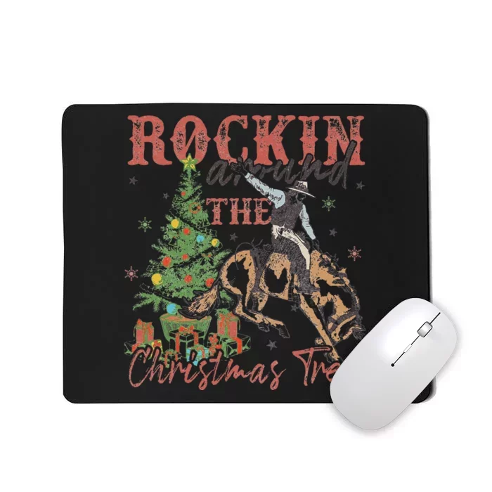 Rockin Around The Christmas Tree Cowboy Western Mousepad