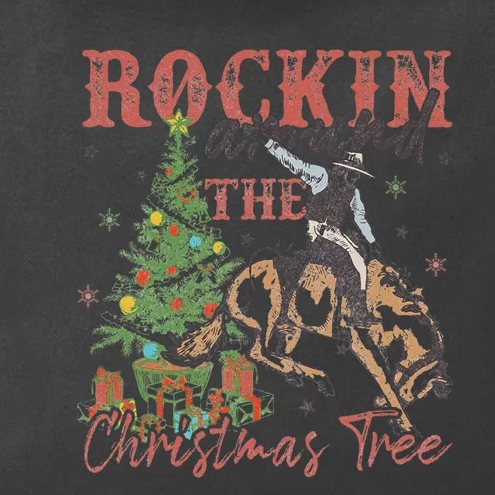 Rockin Around The Christmas Tree Cowboy Western Zip Tote Bag