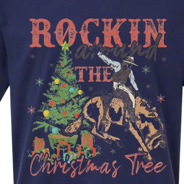 Rockin Around The Christmas Tree Cowboy Western Sueded Cloud Jersey T-Shirt