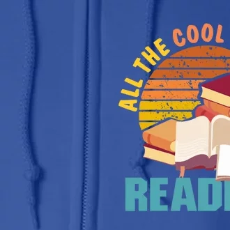 Retro All The Cool Are Reading Books Funny Bookish Gift Full Zip Hoodie