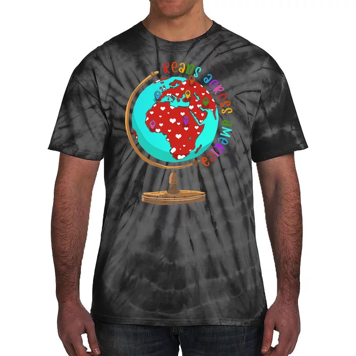 Reads Across That America Reading Lover Teacher Reader Tie-Dye T-Shirt