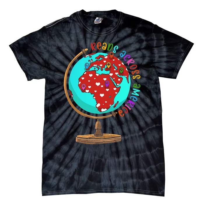 Reads Across That America Reading Lover Teacher Reader Tie-Dye T-Shirt