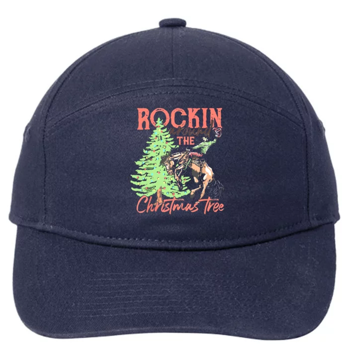 Rockin' Around The Christmas Tree Cowboy Santa Ride Horse 7-Panel Snapback Hat