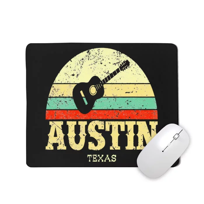 Retro Austin Texas Guitar Vintage Lone Star State Mousepad