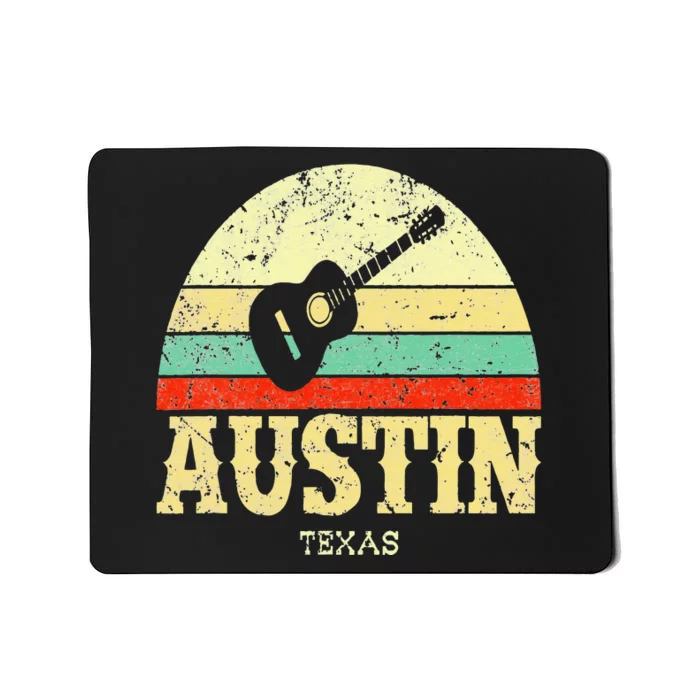 Retro Austin Texas Guitar Vintage Lone Star State Mousepad