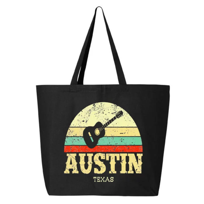 Retro Austin Texas Guitar Vintage Lone Star State 25L Jumbo Tote