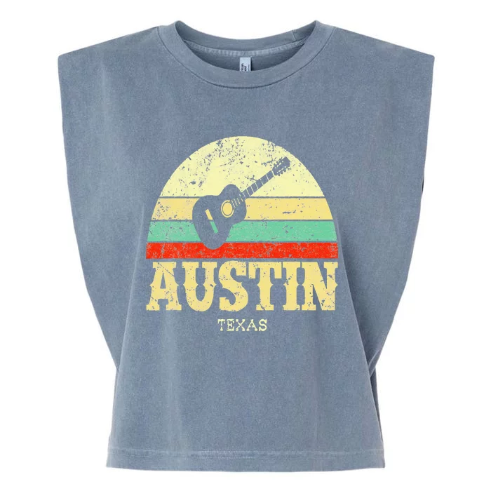 Retro Austin Texas Guitar Vintage Lone Star State Garment-Dyed Women's Muscle Tee