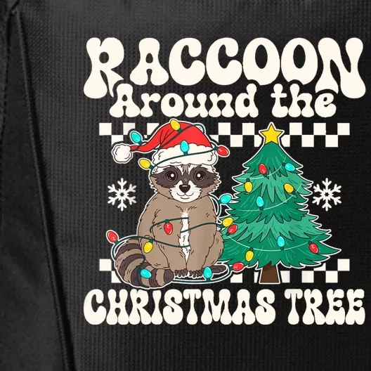 Raccoon Around The Christmas Tree Raccoon Lover Funny City Backpack