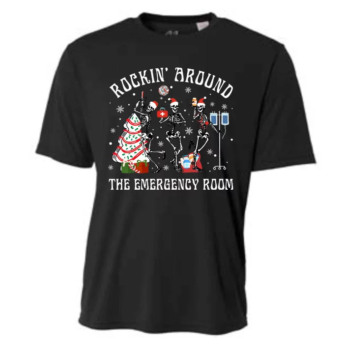 Rockin' Around The Emergency Room Christmas Xmas Nurse Funny Cooling Performance Crew T-Shirt