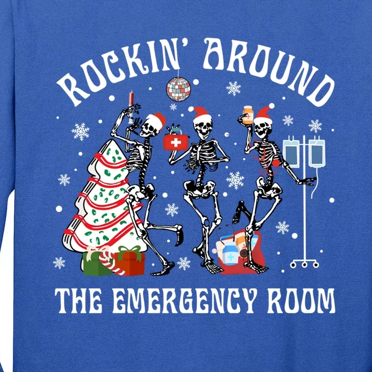 Rockin Around The Emergency Room Christmas Xmas Nurse Funny Gift Tall Long Sleeve T-Shirt