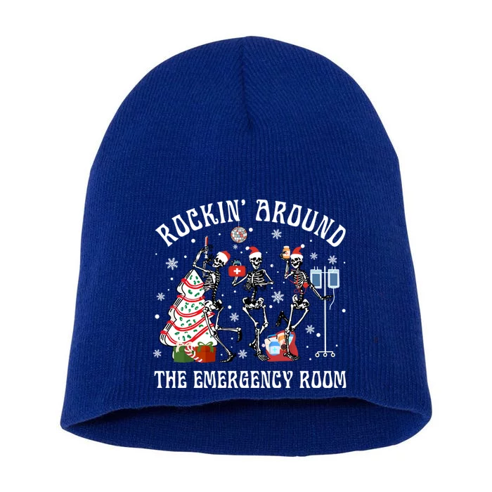 Rockin Around The Emergency Room Christmas Xmas Nurse Funny Gift Short Acrylic Beanie