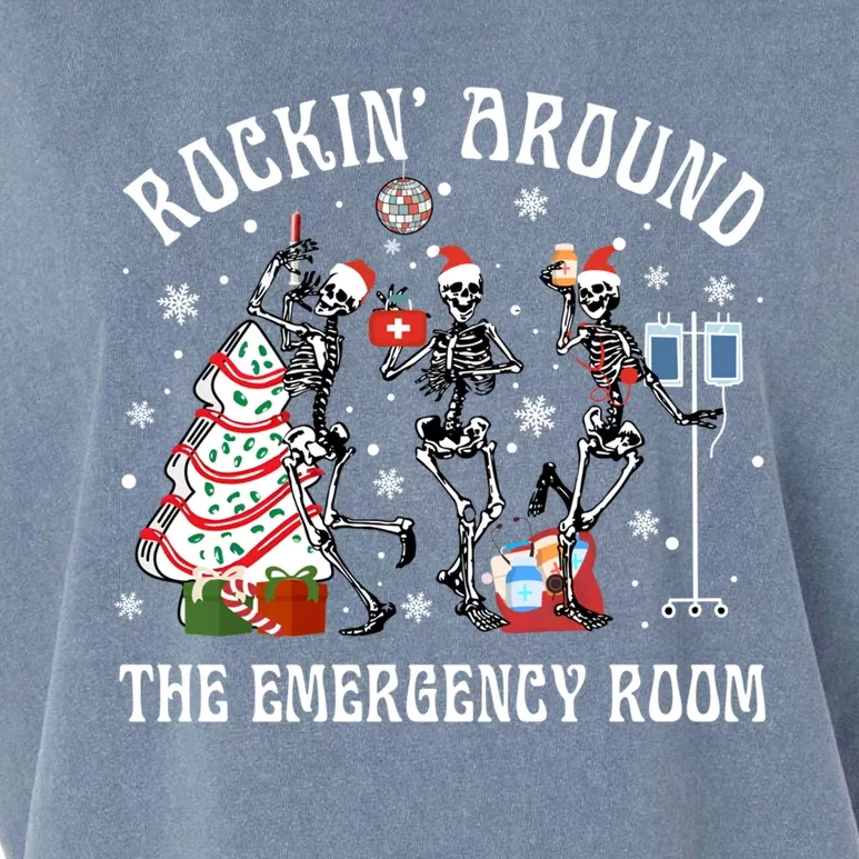 Rockin Around The Emergency Room Christmas Xmas Nurse Funny Gift Garment-Dyed Women's Muscle Tee