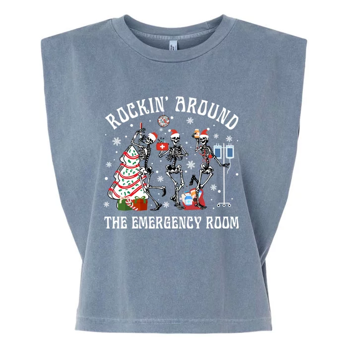 Rockin Around The Emergency Room Christmas Xmas Nurse Funny Gift Garment-Dyed Women's Muscle Tee