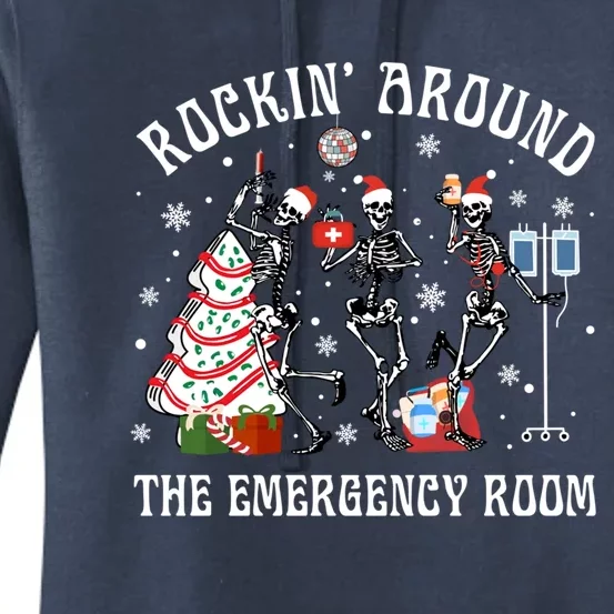 Rockin Around The Emergency Room Christmas Xmas Nurse Funny Gift Women's Pullover Hoodie