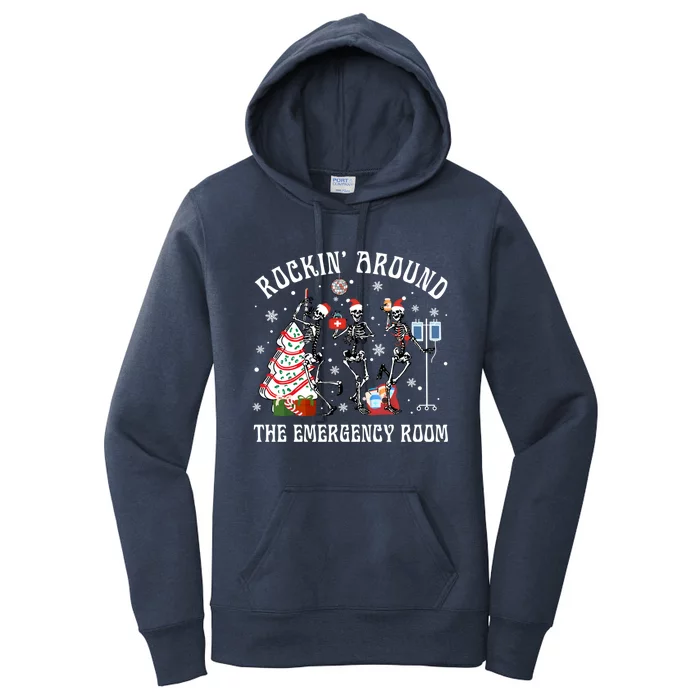 Rockin Around The Emergency Room Christmas Xmas Nurse Funny Gift Women's Pullover Hoodie