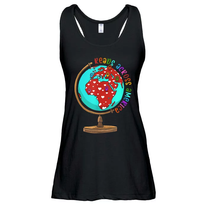 Reads Across That America Reading Lover Teacher Reader Ladies Essential Flowy Tank