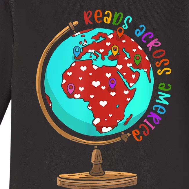 Reads Across That America Reading Lover Teacher Reader Baby Long Sleeve Bodysuit