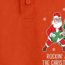 Rockin Around The Christmas Tree Santa Claus Guitar Player Gift Dry Zone Grid Performance Polo