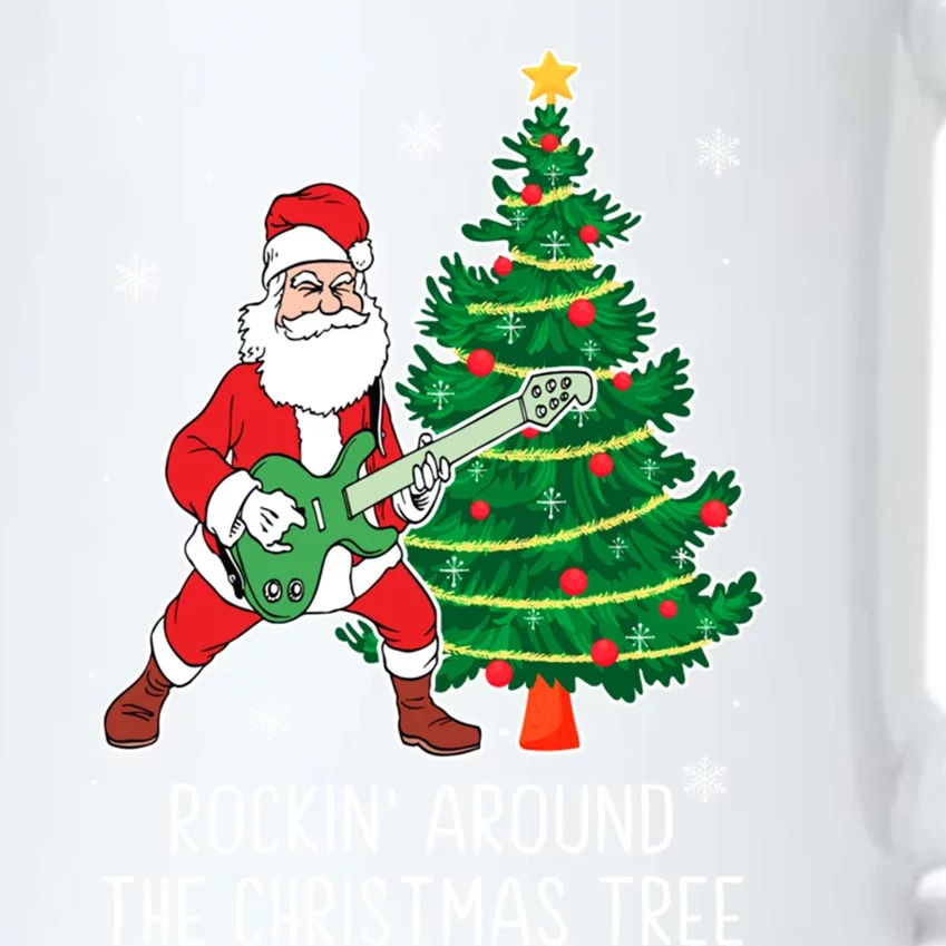 Rockin Around The Christmas Tree Santa Claus Guitar Player Gift Black Color Changing Mug