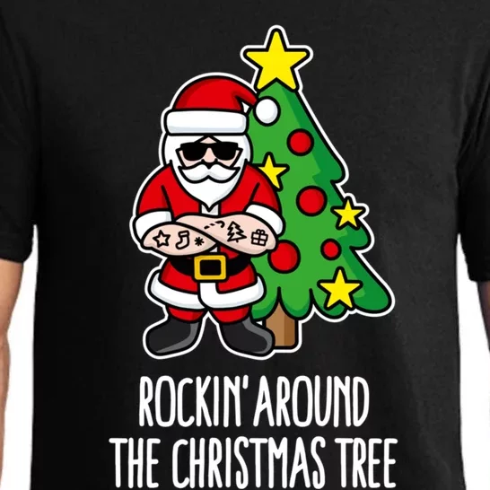 Rockin Around The Christmas Tree Santa Claus Hipster Barber Gift Pajama Set