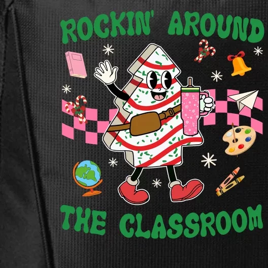 Rockin Around The Classroom Funny Teacher Christmas City Backpack