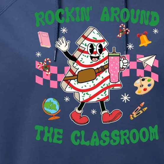 Rockin Around The Classroom Funny Teacher Christmas Performance Fleece Hoodie