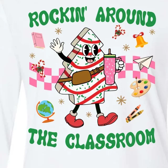 Rockin Around The Classroom Funny Teacher Christmas Womens Cotton Relaxed Long Sleeve T-Shirt