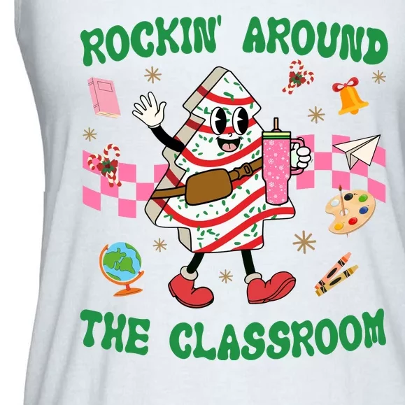 Rockin Around The Classroom Funny Teacher Christmas Ladies Essential Flowy Tank