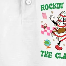 Rockin Around The Classroom Funny Teacher Christmas Dry Zone Grid Performance Polo