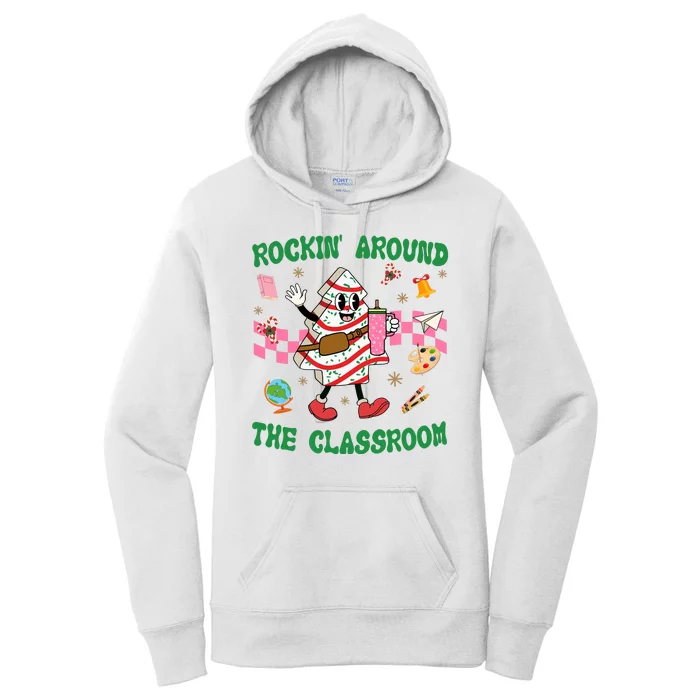 Rockin Around The Classroom Funny Teacher Christmas Women's Pullover Hoodie