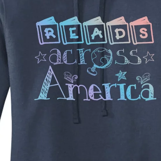 Reads Across Tee America Reading Teacher Books Reader Cool Gift Women's Pullover Hoodie