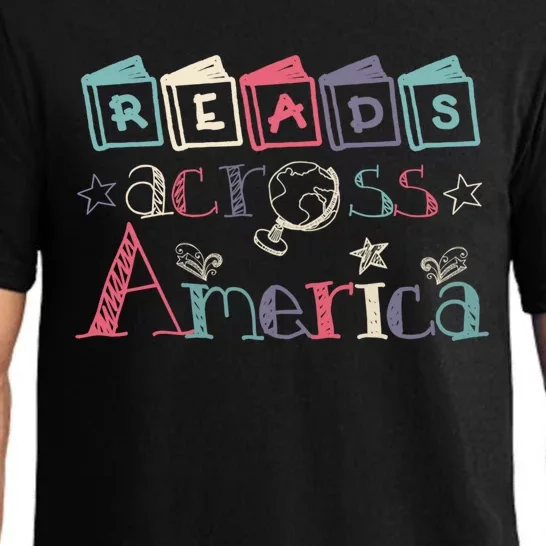 Reads Across Tee America Reading Teacher Books Reader Gift Pajama Set